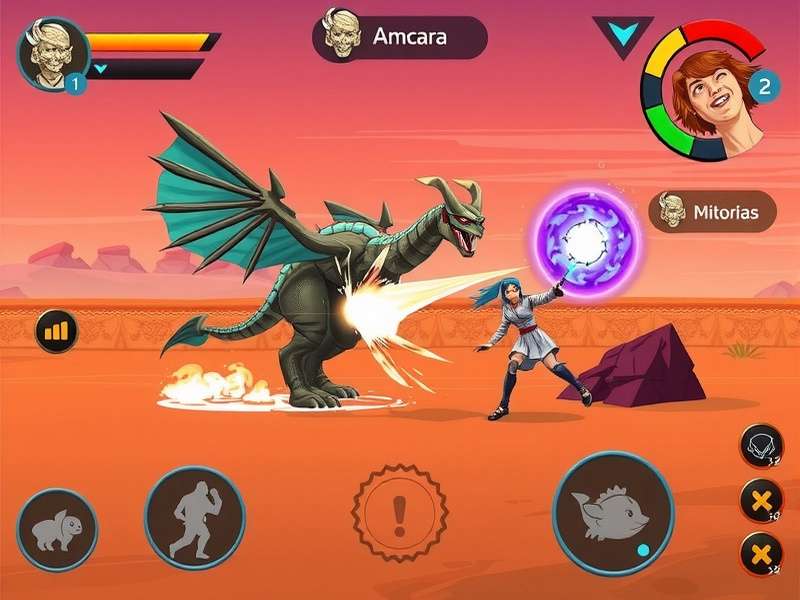 Rajasthan Monster Tamer battle scene showing elemental attacks between creatures